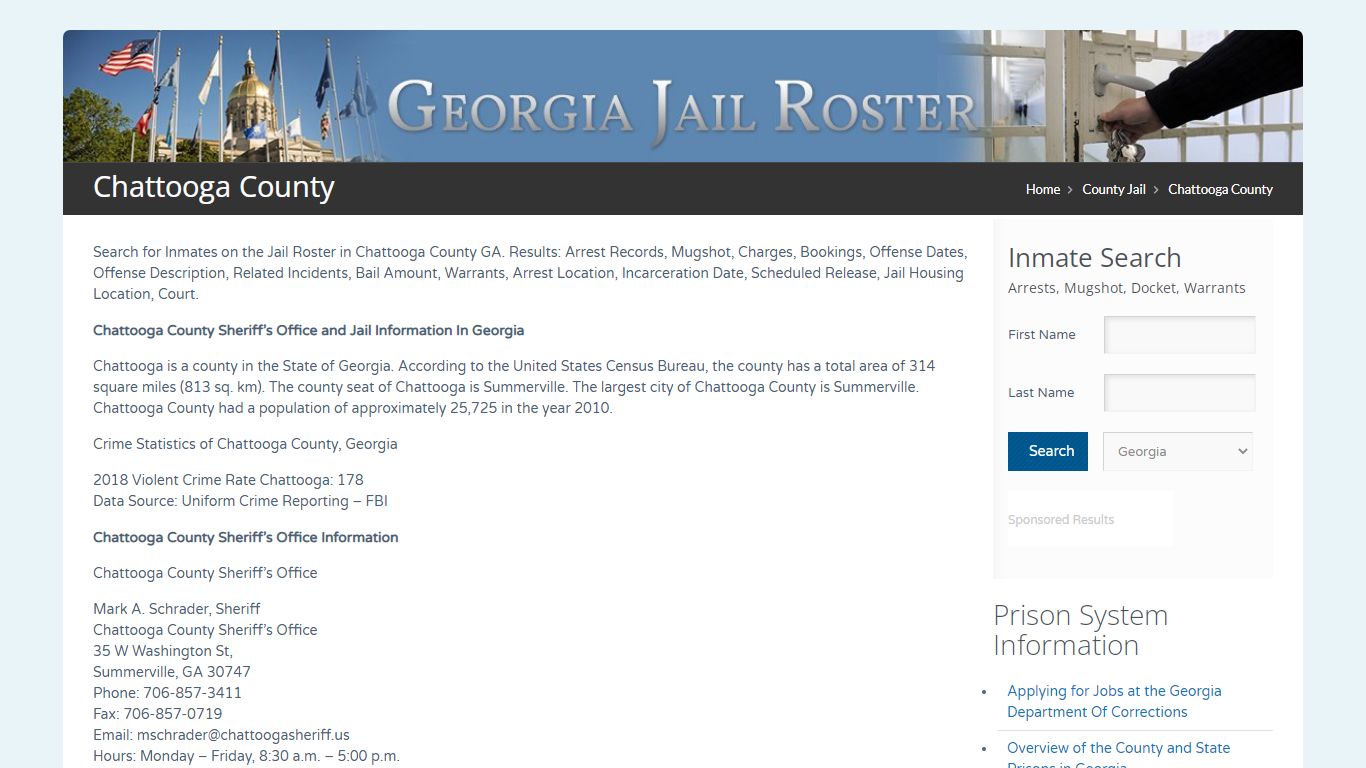 Chattooga County | Georgia Jail Inmate Search